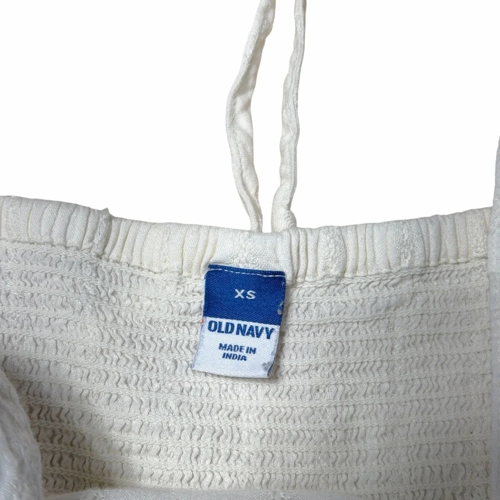 Old Navy White & Blue Embroidered Blouse Womens XS - Picture 5 of 9